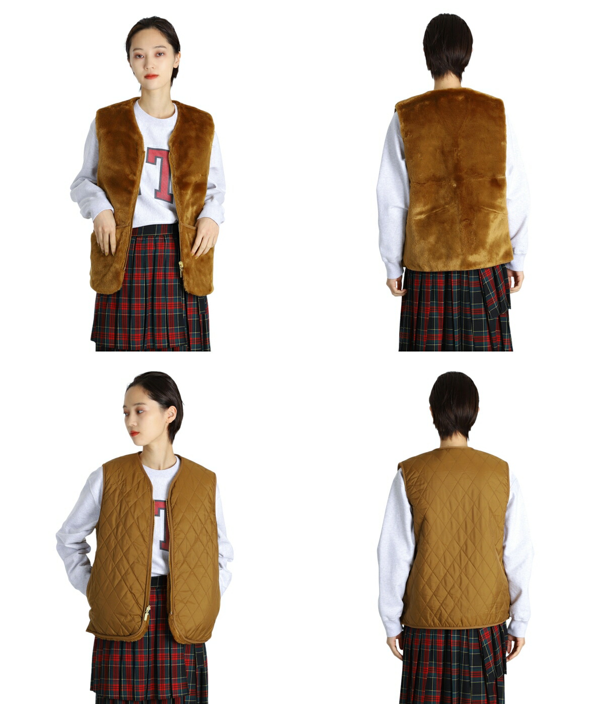 ベスト ジレ Barbour / バブアー：women’s quilted fur gilet：LGI0180「ANN」 レディース LGI0180-blk-01.jpg
