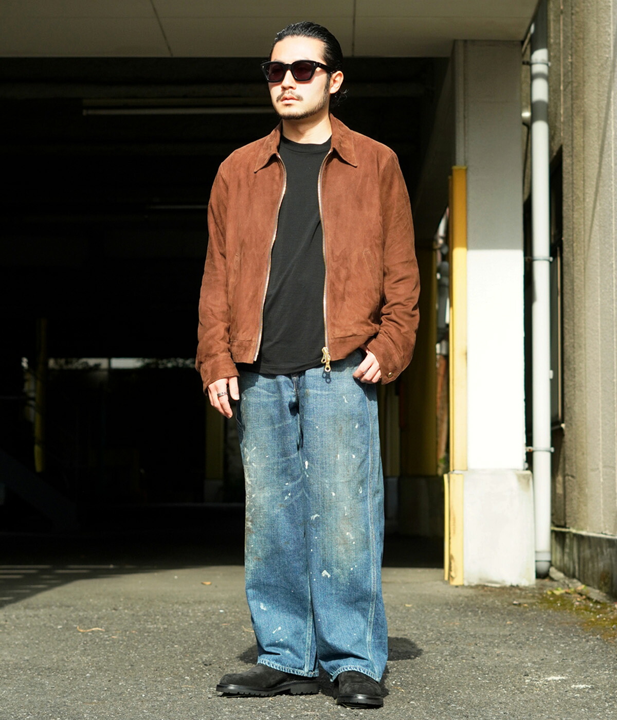 CINQUANTA（チンクワンタ） ： REGULAR COLLAR ZIP BLOUSON CAMOSCIO