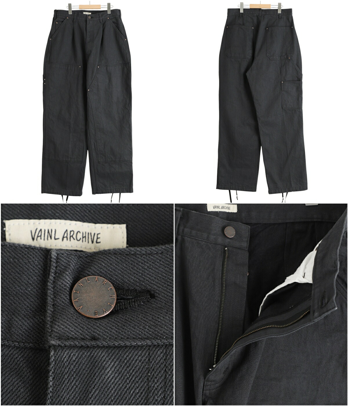 VAINL ARCHIVE ヴァイナルアーカイブ 18SS 日本製 PAUL-PT ワイドテーパードパンツ 2218015 L ブラック スラックス ボトムス【中古】【VAINL ARCHIVE】 VAINL ARCHIVE ヴァイナルアーカイブ 18SS 日本製 PAUL-PT ワイド