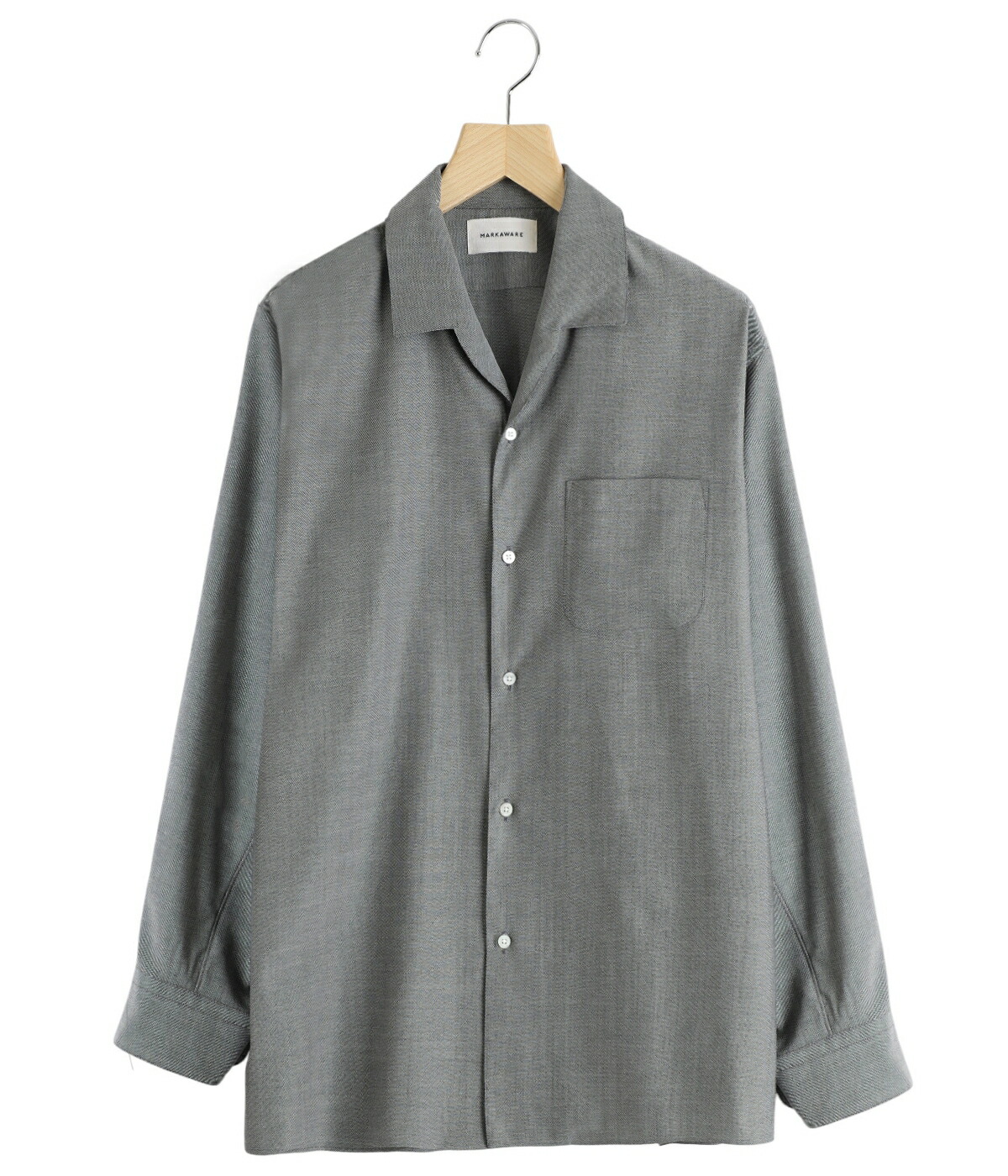MARKAWARE / 長袖シャツ/3/コットン/GRN/チェック/A22C-04SH02C markaware（マーカウェア） ： ITALIAN OPEN COLLAR SHIRT
