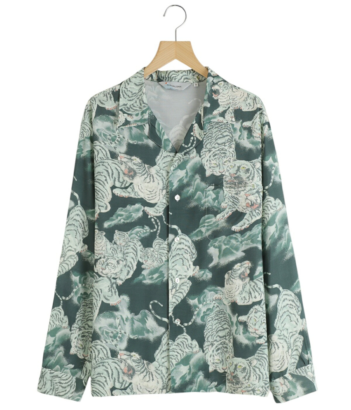 NIPOALOHA / ニポアロハ ： RAYON LONG SLEEVE ALOHA SHIRT(百虎) N25