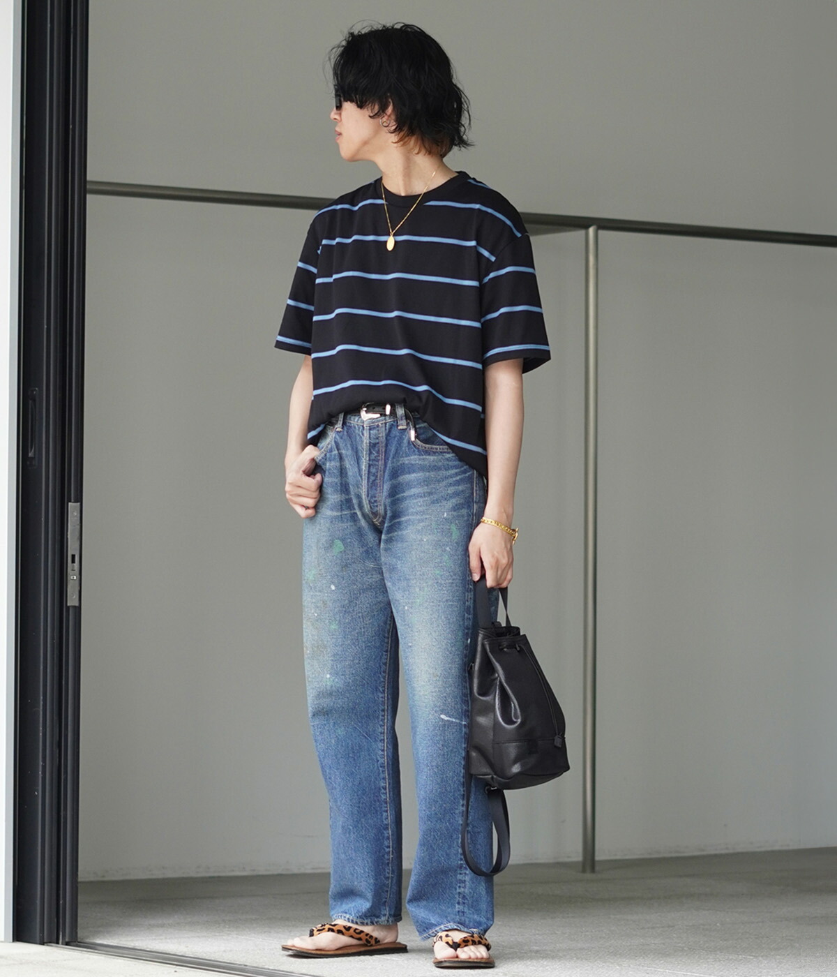 VEIN GRADATION JACQUARD DENIM L.NAVY