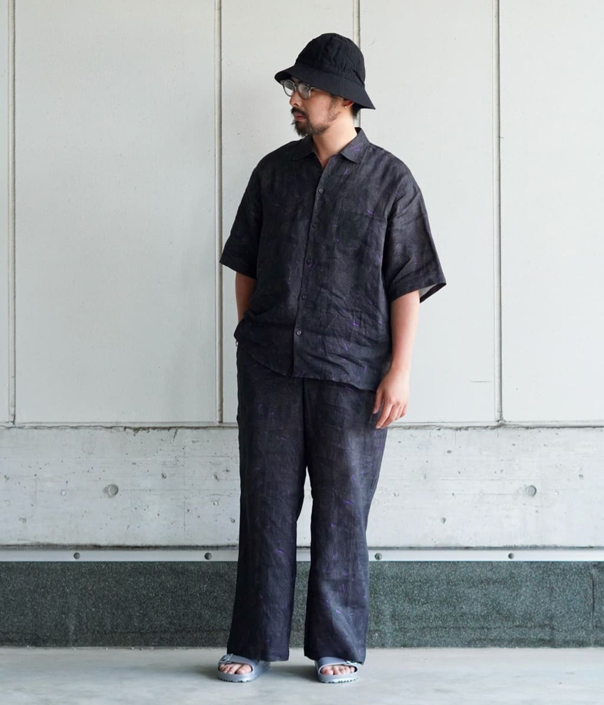 marka（マーカ） ： WIDELEG EASY PANTS - LINEN TROPICAL - / 全2色