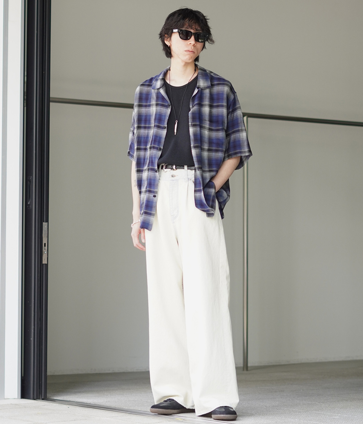 M美品 25ss GOLD RAYON CHECK S/S OPEN SHIRT GOLD / ゴールド ： RAYON CHECK S/S OPEN SHIRT 25A-GL39436