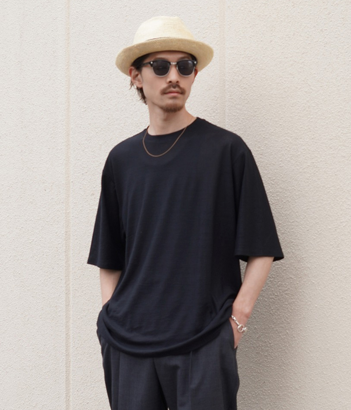 marka / マーカ ： CREW NECK TEE - RAMIE KNIT 全2色： M25B