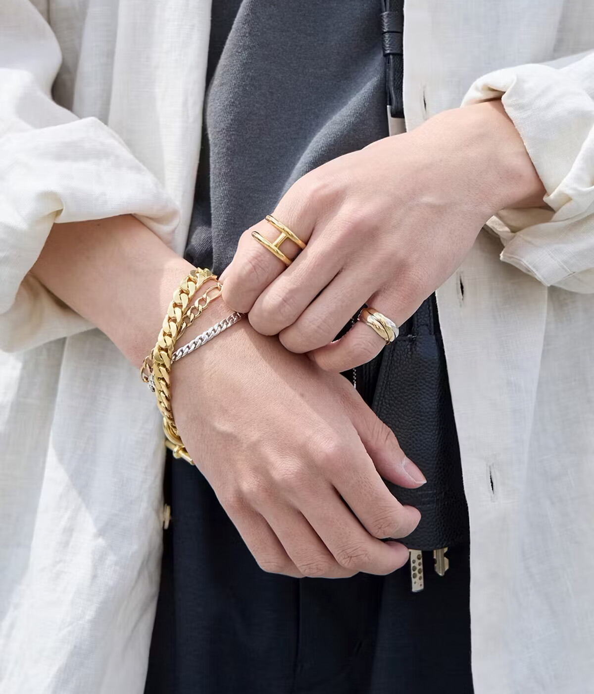 LAVER（ラバー） ： 9MM CURB CHAIN T BAR BRACELET - GOLD - ： LAVER