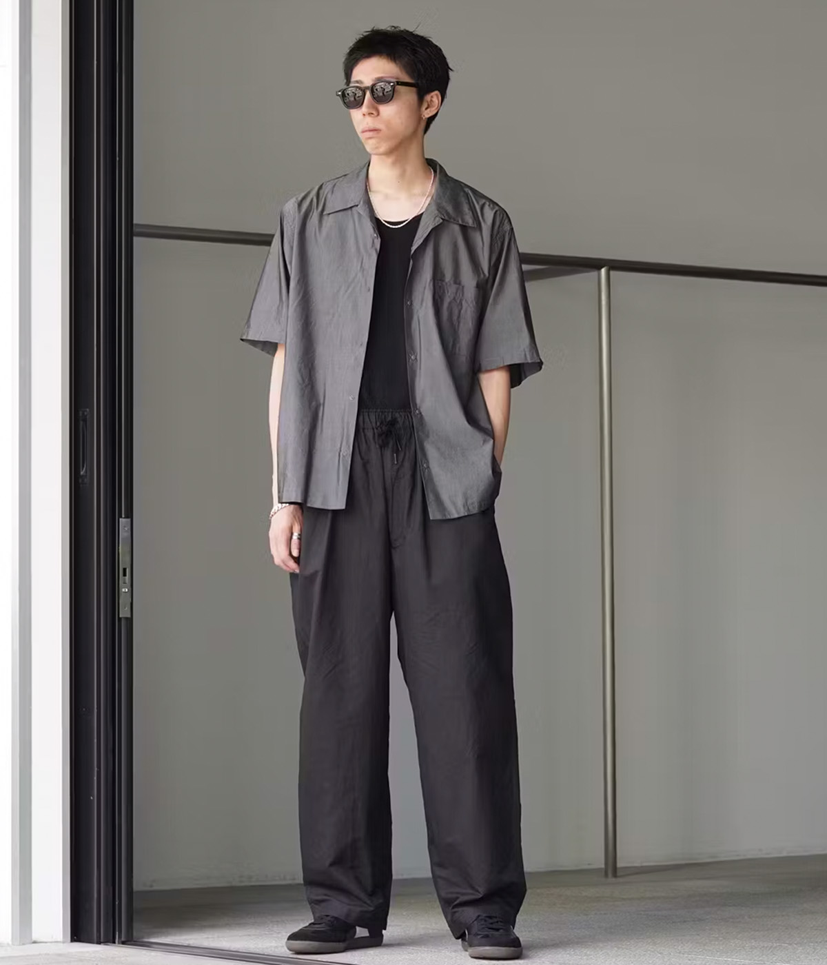 GOLD / ゴールド ： COTTON SILK CHAMBRAY SNAP SHIRT 25B-GL39540