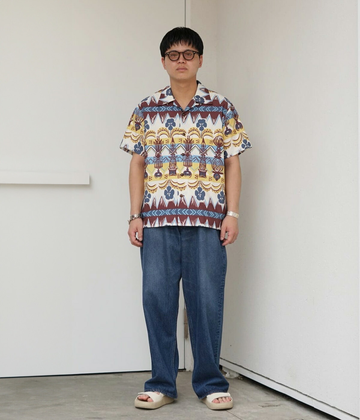 SUN SURF / サンサーフ ： “TROPICAL WOODCUT” COTTON BROAD S/S OPEN