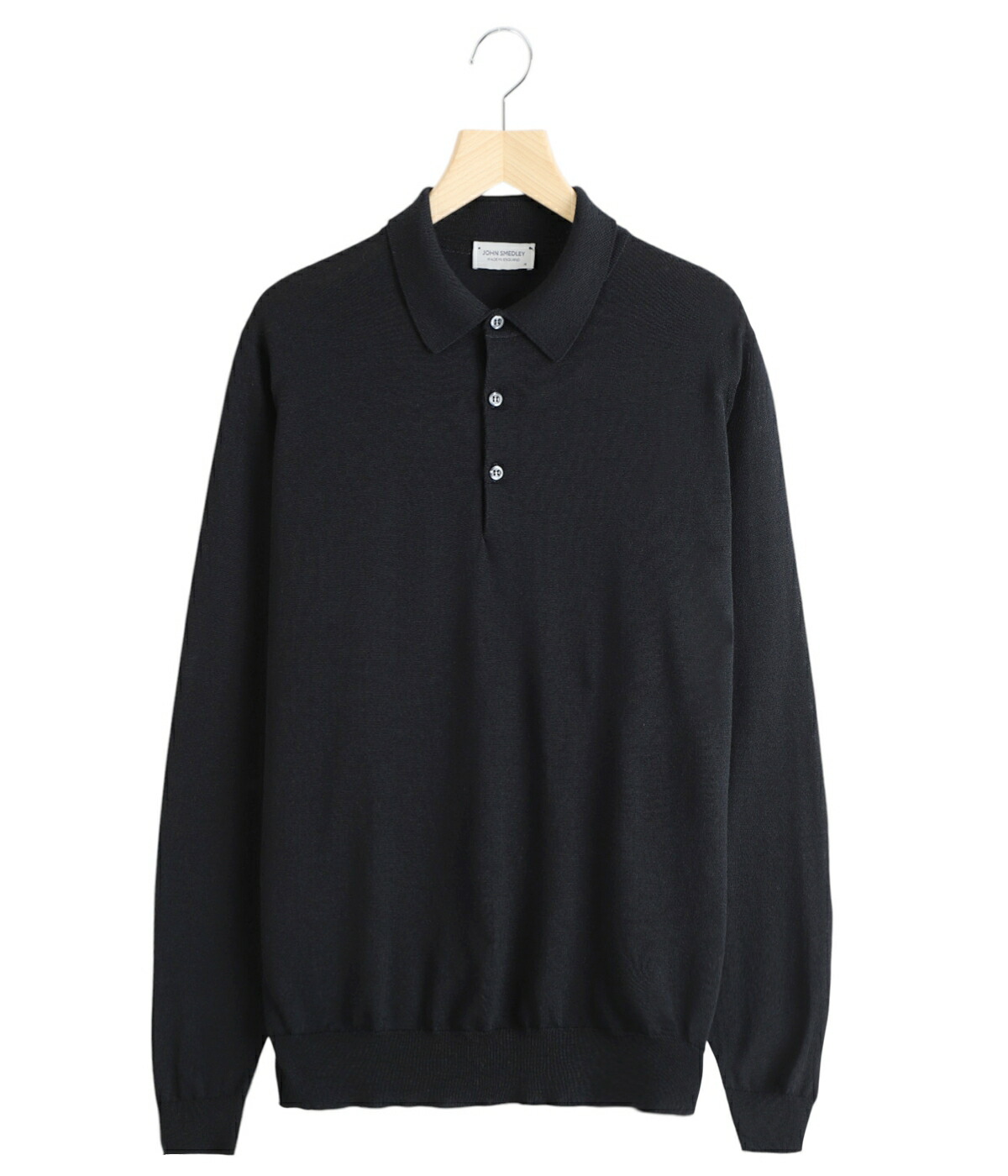 John Smedley 長袖 ポロ メリノウール M 黒 JOHN SMEDLEY（ジョンスメドレー） 長袖 ポロシャツ BELPER エクストラ