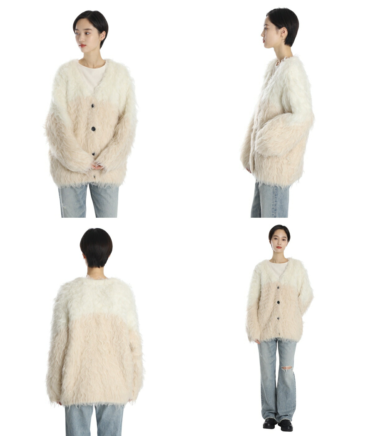 CLANE（クラネ） ： [レディース]BI COLOR SHAGGY KNIT CARDIGAN