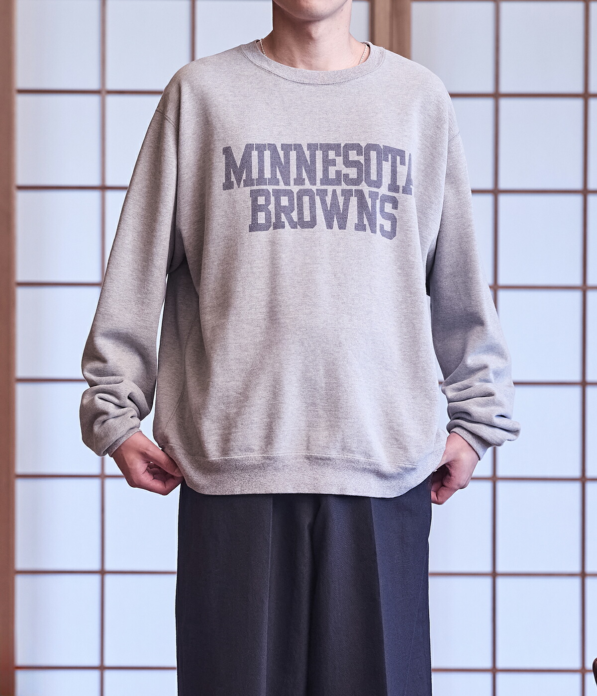 REMI RELIEF（レミ レリーフ） ： 別注 SP加工裏毛クルー(MINNESOTA