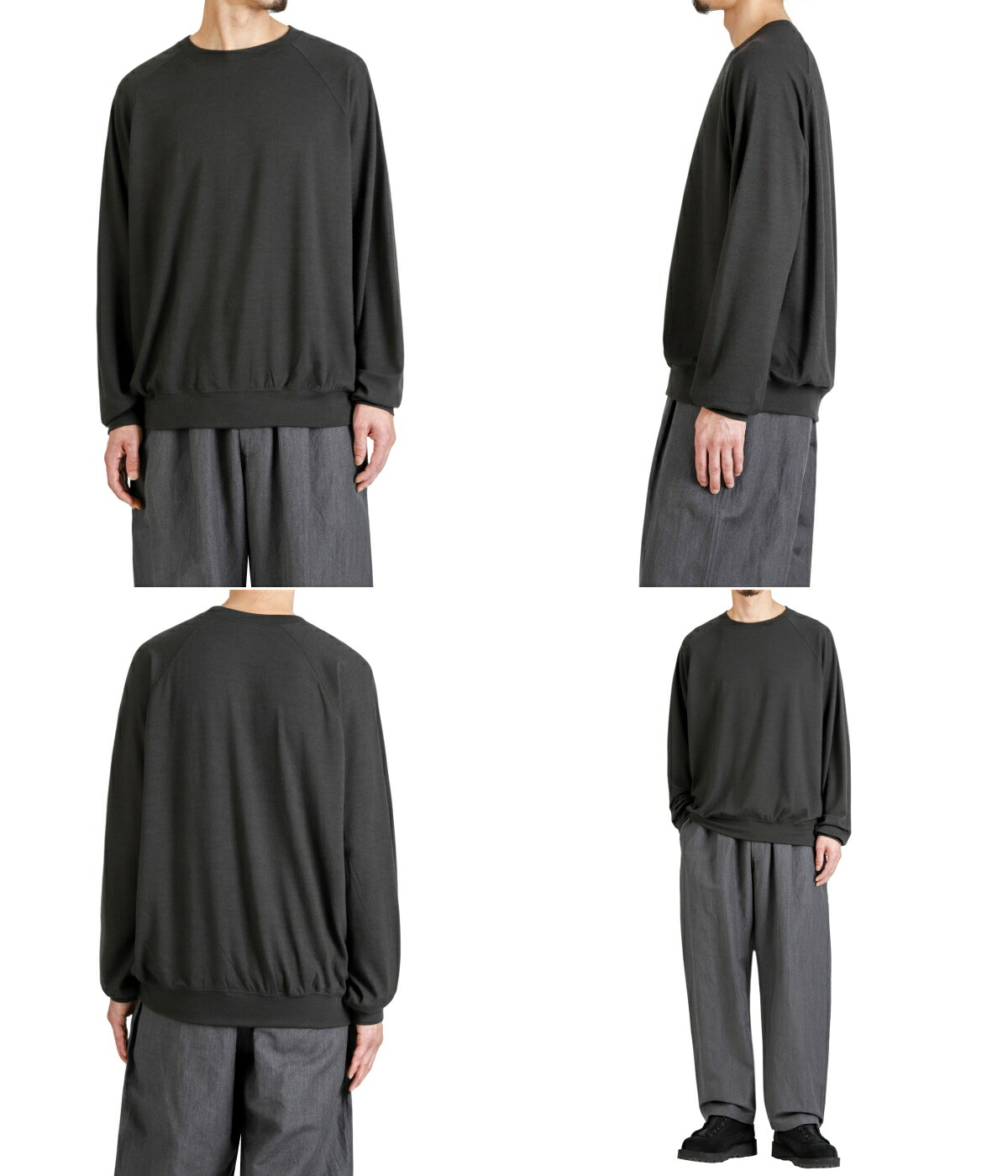 GOLD / ゴールド ： Super 140s WASHBLE WOOL RAGLAN CREW NECK SHIRT