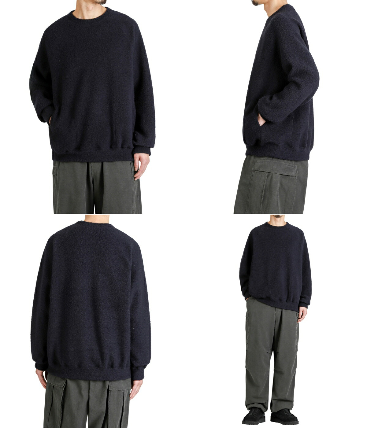 GOLD / ゴールド ： Super 140s WOOL FLEECE RAGLAN CREW NECK SHIRT