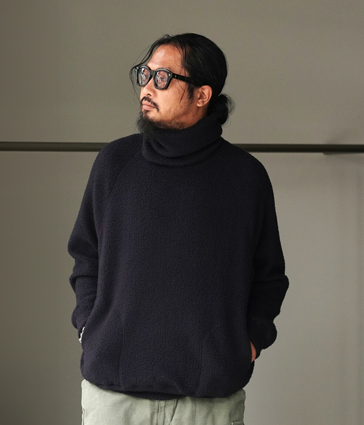 GOLD / ゴールド ： Super 140s WOOL FLEECE RAGLAN CREW NECK SHIRT
