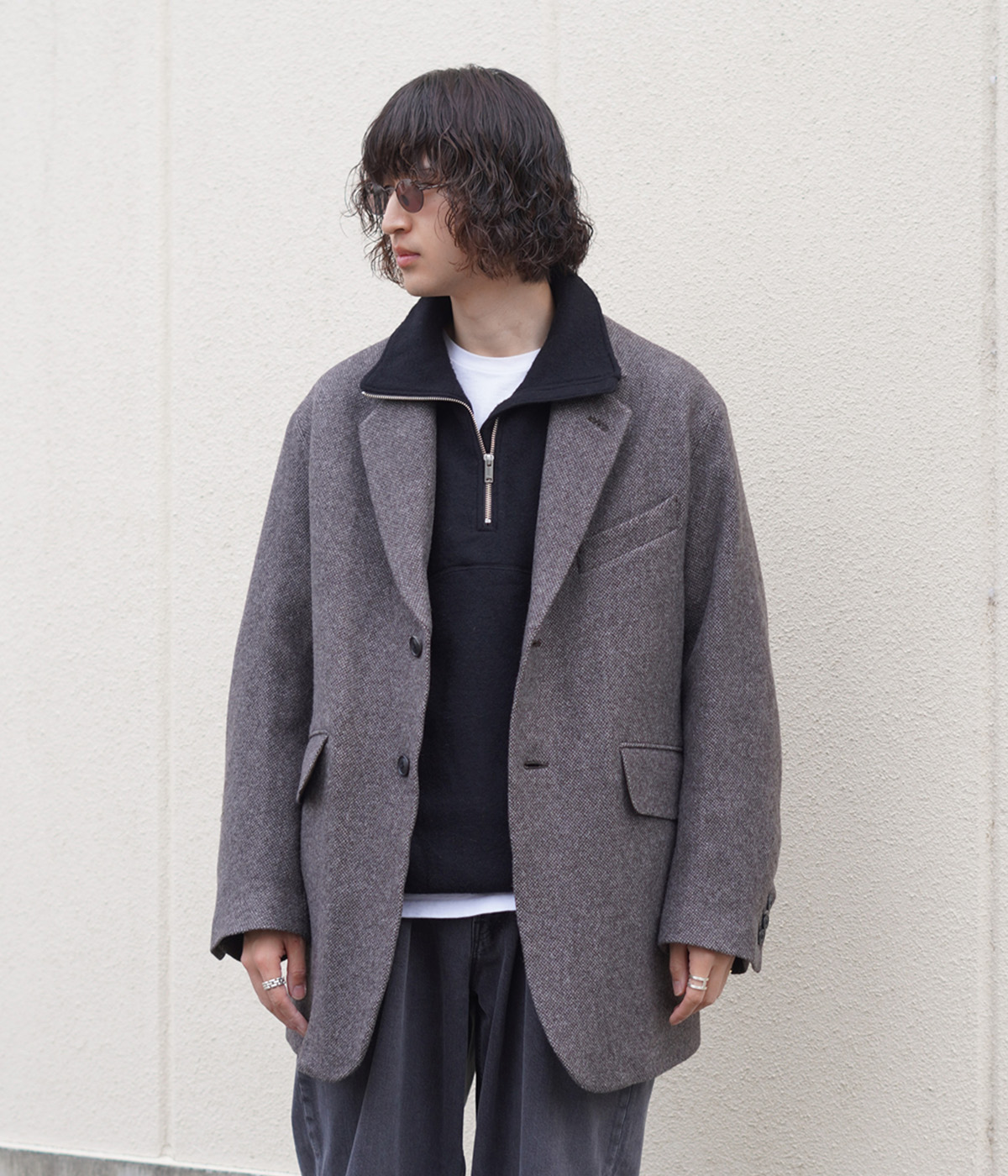 URU（ウル） 【25%OFF】URU / ウル ： WOOL LIGHT TWEED - OVER JACKET