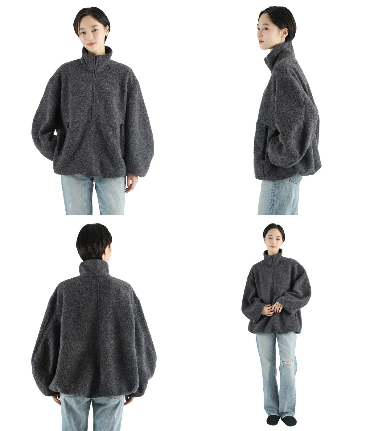 CLANE（クラネ） ： [レディース]SLIVER HALF ZIP TOPS ： 19105-1422