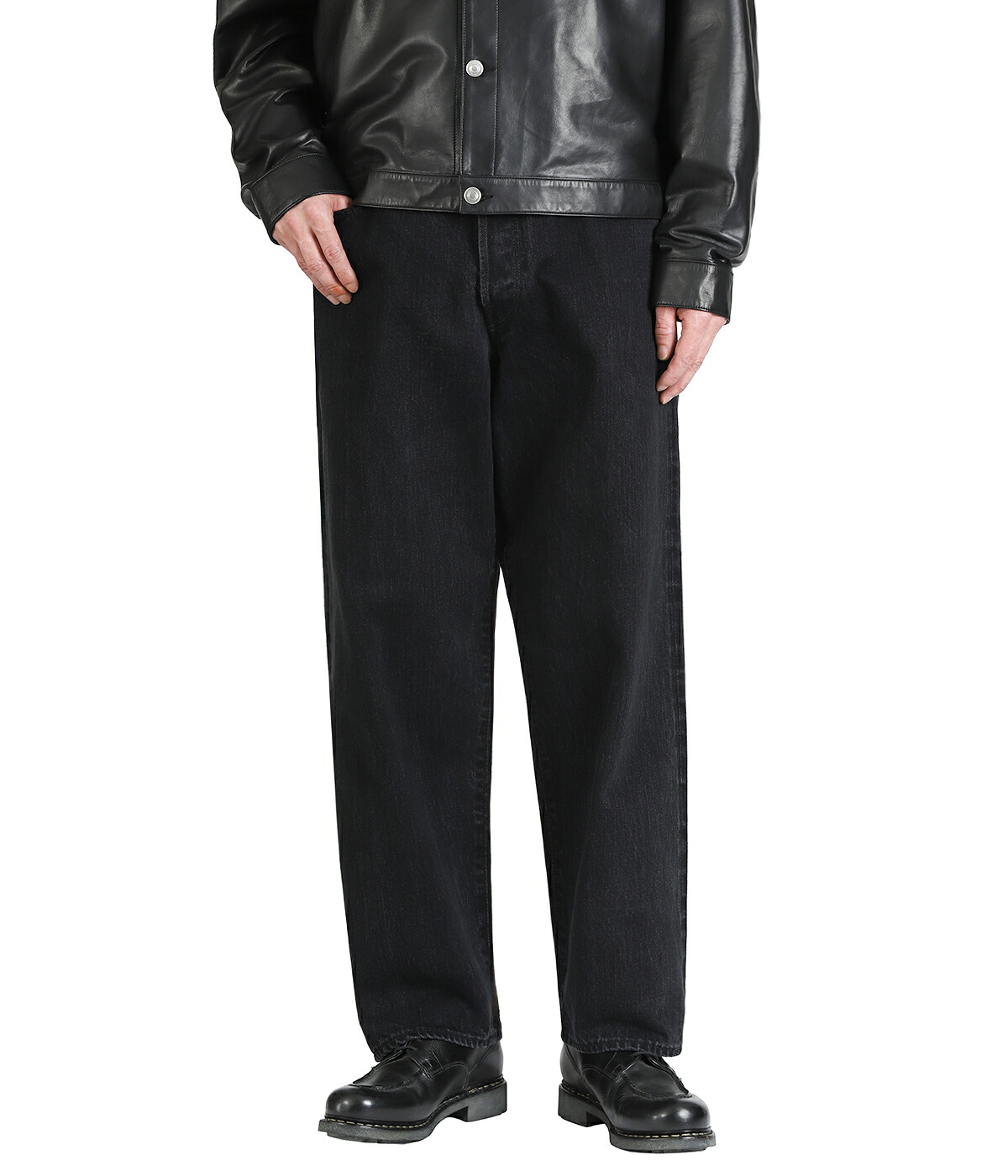 Scye（サイ） ベーシックス ： Selvage Black Denim Baggy Jeans