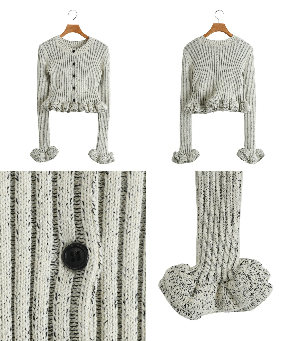 CLANE（クラネ） ： [レディース]W FACE SHORT FRILLED KNIT TOPS