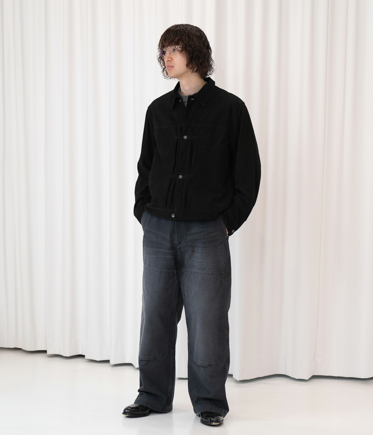 marka（マーカ） ： SUEDE TRUCKER JACKET -GOAT SUEDE