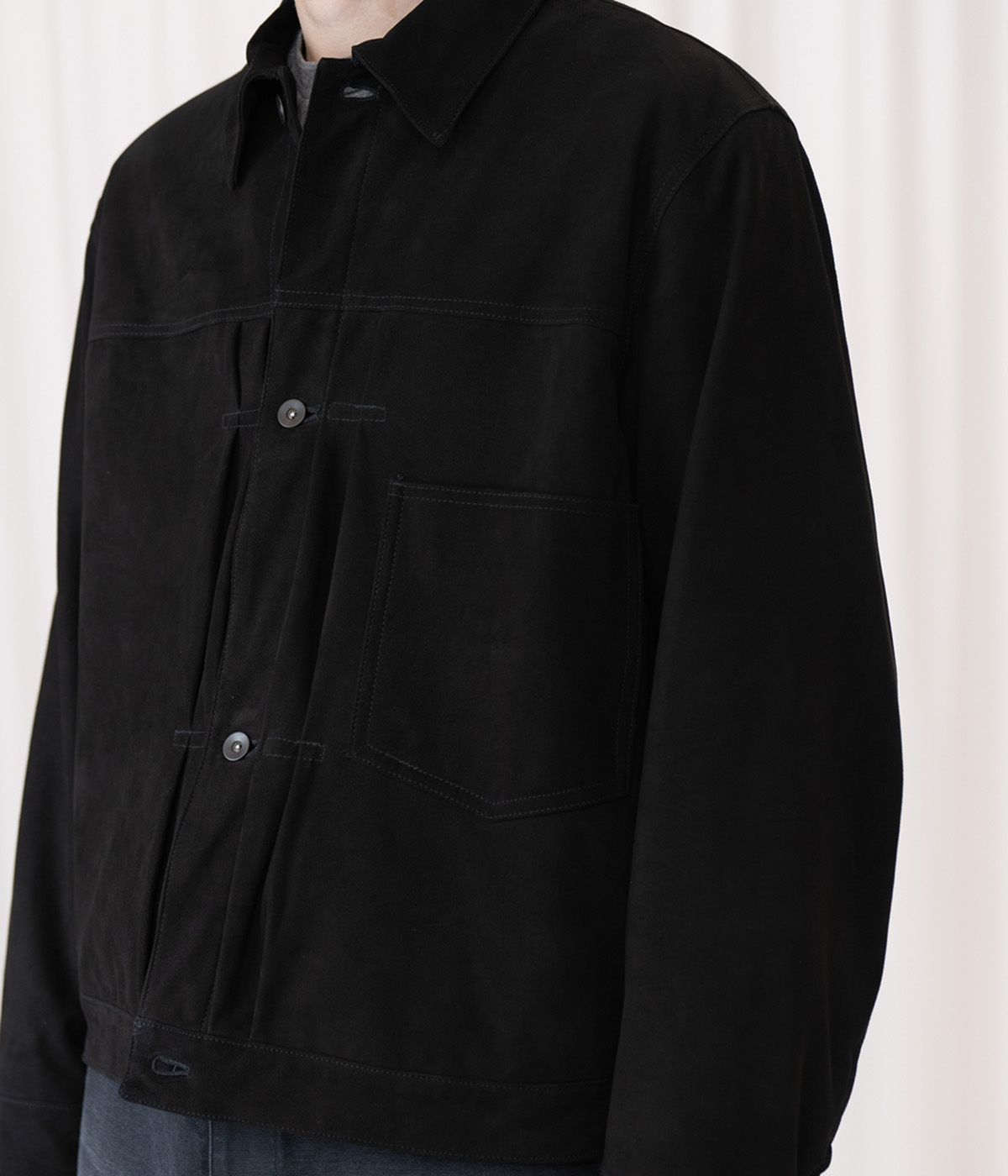 marka（マーカ） ： SUEDE TRUCKER JACKET -GOAT SUEDE