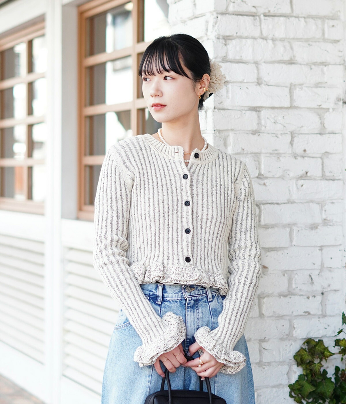 CLANE（クラネ） ： [レディース]W FACE SHORT FRILLED KNIT TOPS