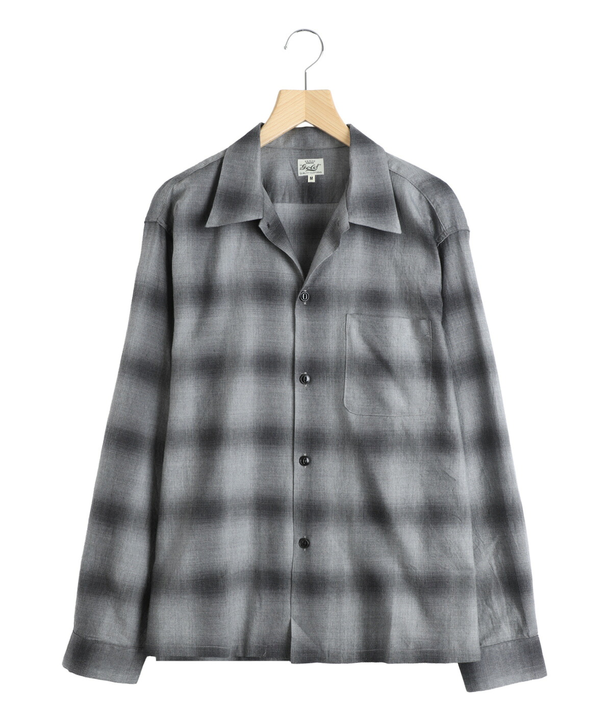 GOLD / ゴールド ： COTTON SILK NEL CHECK OPEN SHIRT 26A-GL29646 