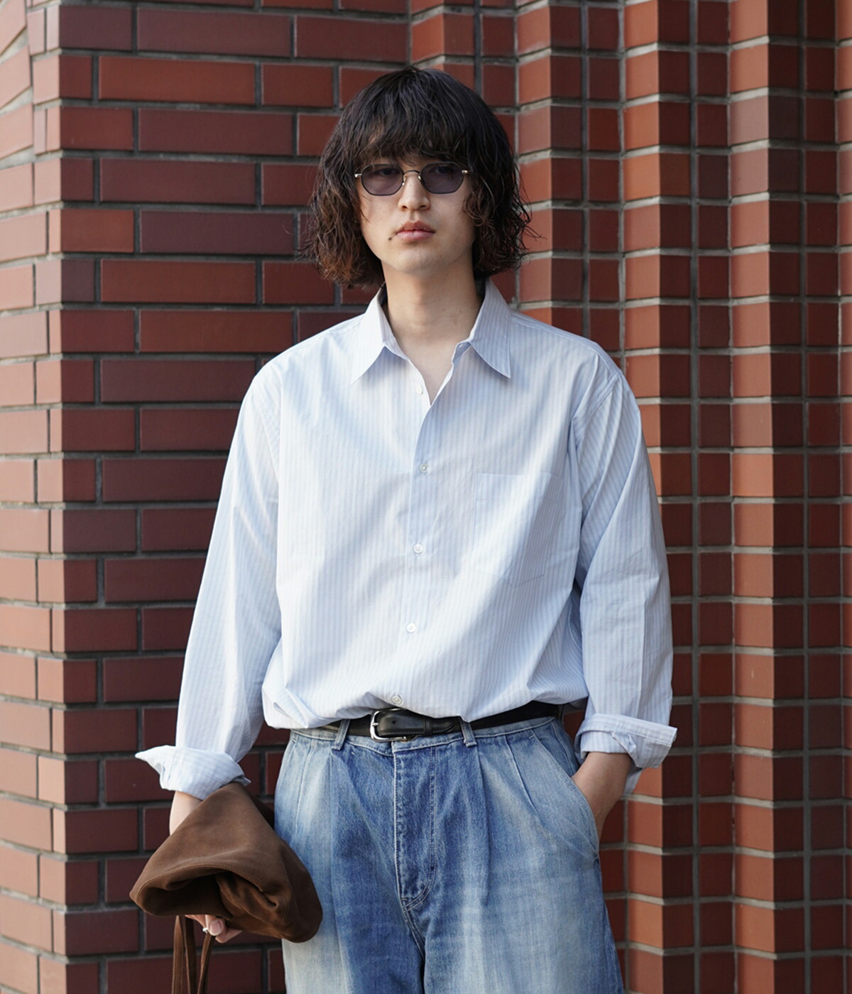 marka（マーカ） ： REGULAR COLLAR SHIRT -ORGANIC COTTON STRIPE