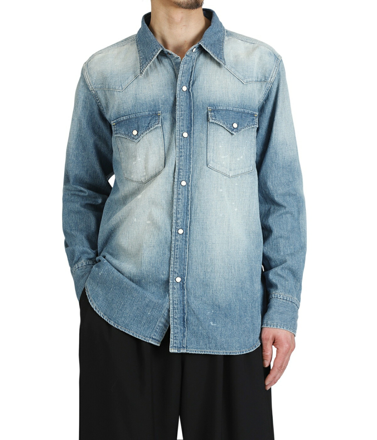 新品訳【ムーレー】COLTEN-D01 ウォッシュドコットン デニムシャツ 48 imgrc0116002803.jpg