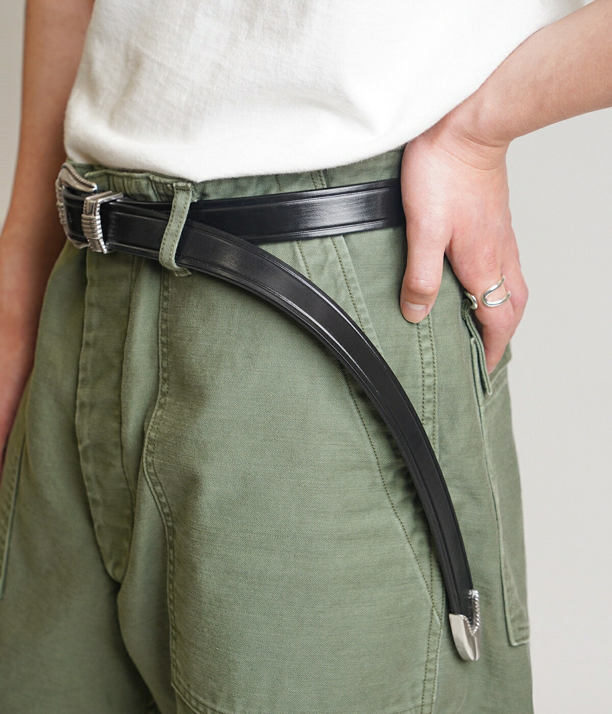 TORY LEATHER（トリーレザー） ： 別注 Long 3piese silver buckle