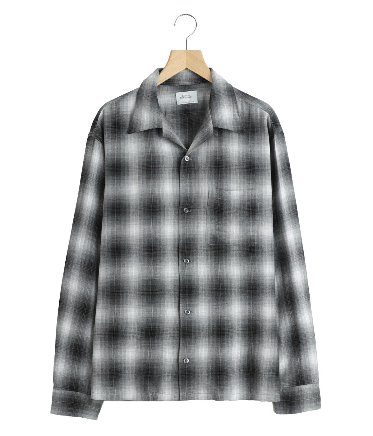 towncraftタウンクラフト arknets別注 レーヨンチェックシャツ S TOWN CRAFT / タウンクラフト ： 別注 60s LOOP COLLAR SHIRT ONLYARK