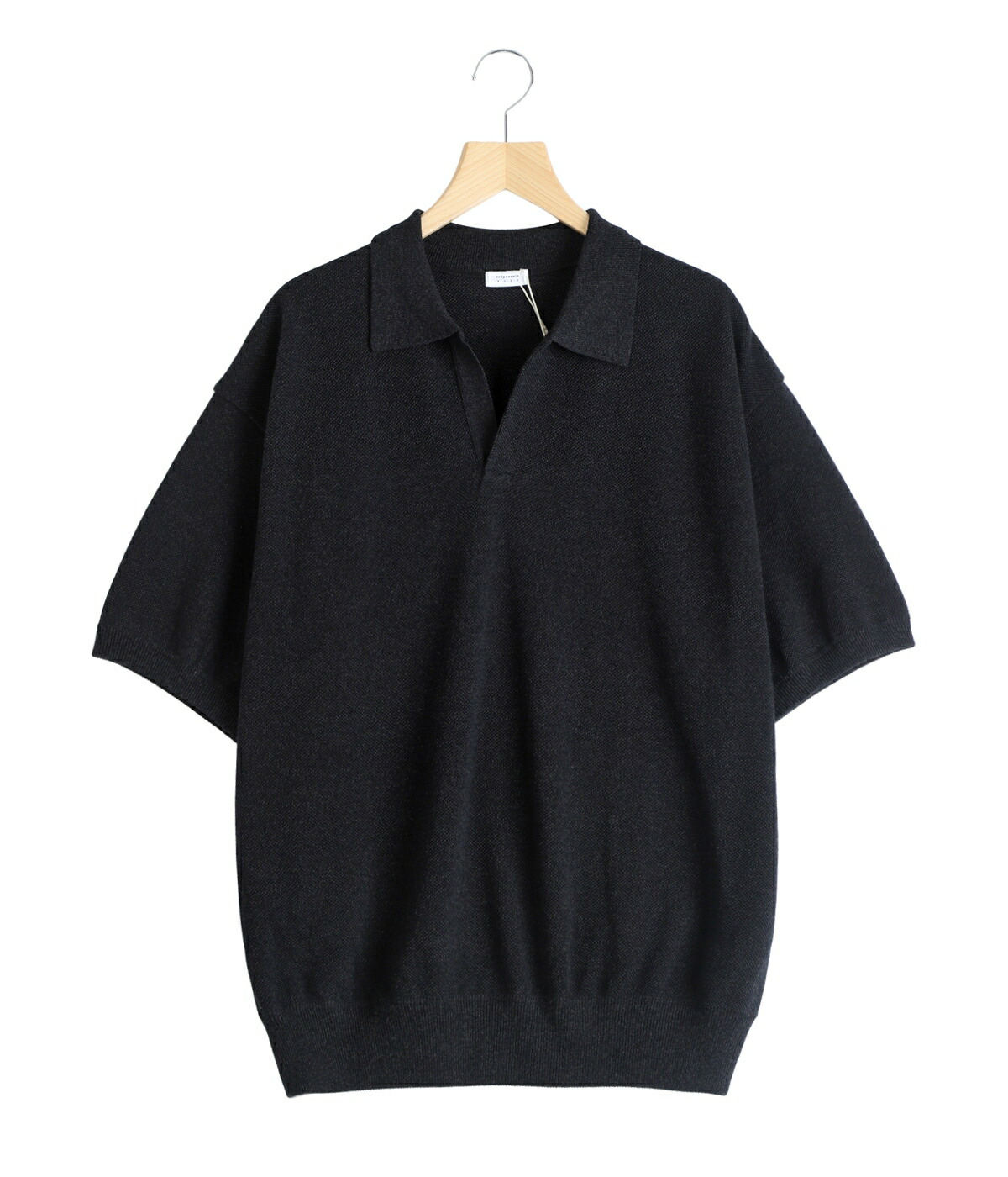 美品 crepuscule Moss Stitch Polo サイズ1 ブラック crepuscule(クレプスキュール)Moss Stitch Polo (2501-011