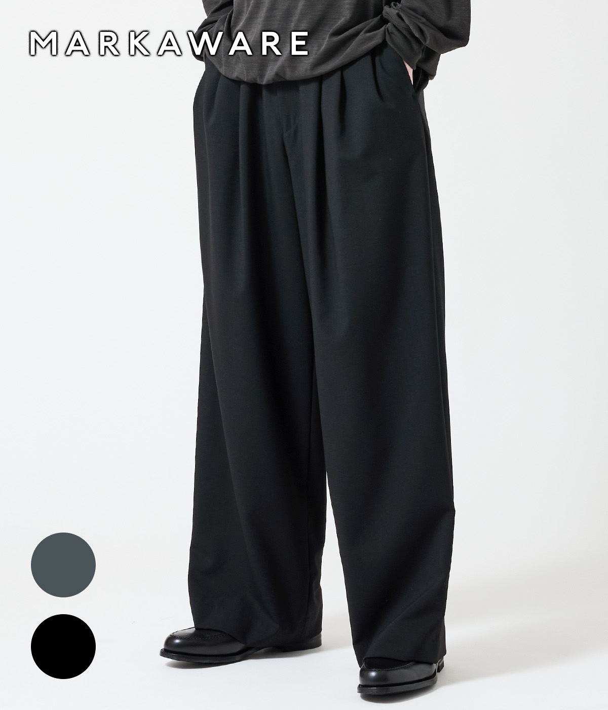 markaware(マーカウェア) : TRIPLE PLEATED WIDE TROUSERS -ORGANIC markaware(マーカウェア) : TRIPLE PLEATED WIDE TROUSERS -ORGANIC