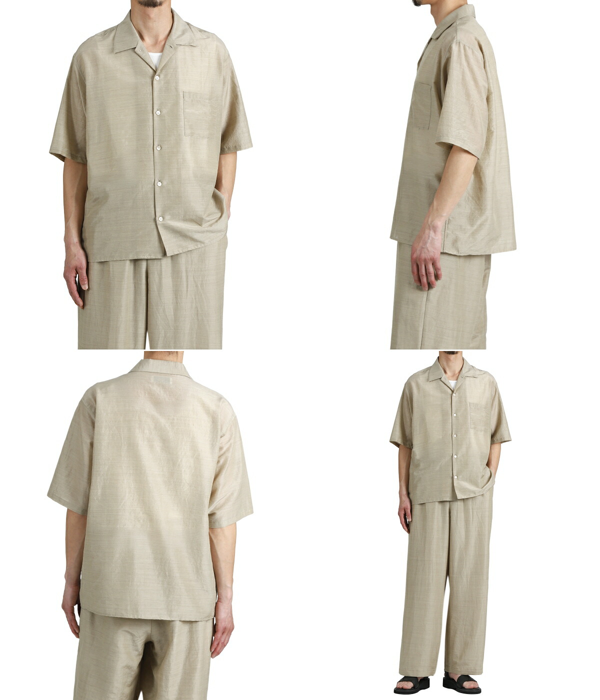 marka（マーカ） ： OPEN COLLAR S/S SHIRT -WOOL SILK FEATHER CLOTH