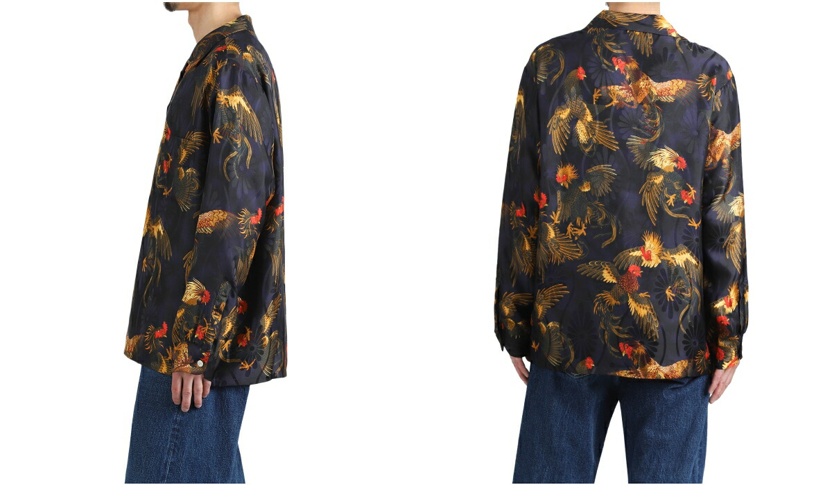 NIPOALOHA（ニポアロハ） ： SILK LONG SLEEVE ALOHA SHIRT〈COCK 
