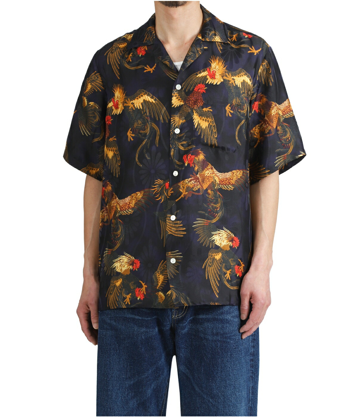 NIPOALOHA（ニポアロハ） ： SILK SHORT SLEEVE ALOHA SHIRT〈COCK 