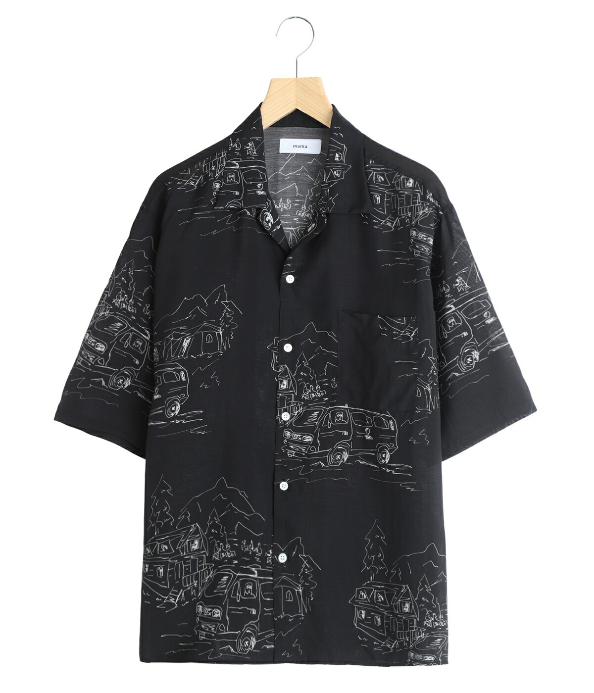 marka（マーカ） ： OPEN COLLAR S/S SHIRT -CUPRO SILK LAWN