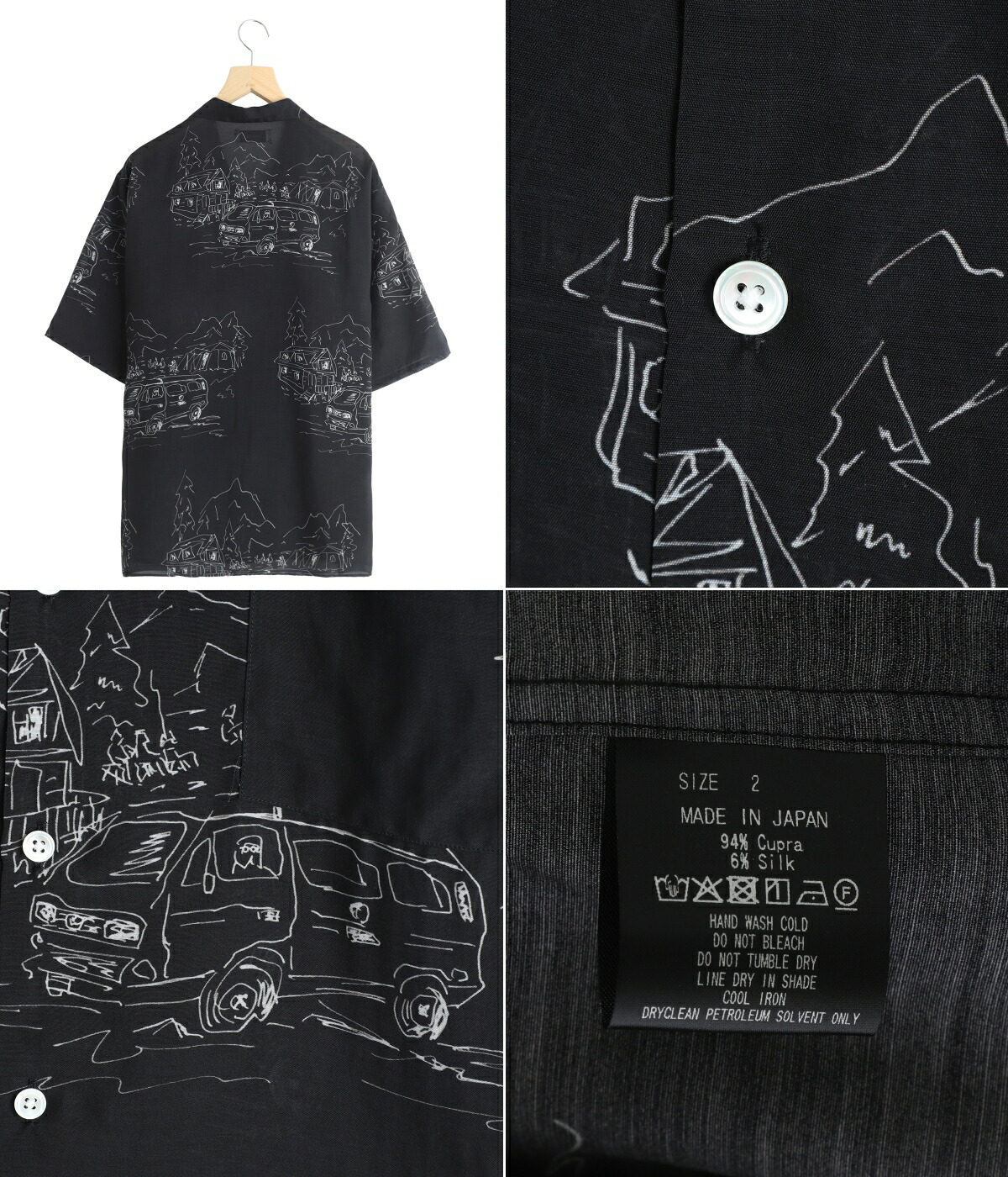 marka（マーカ） ： OPEN COLLAR S/S SHIRT -CUPRO SILK LAWN