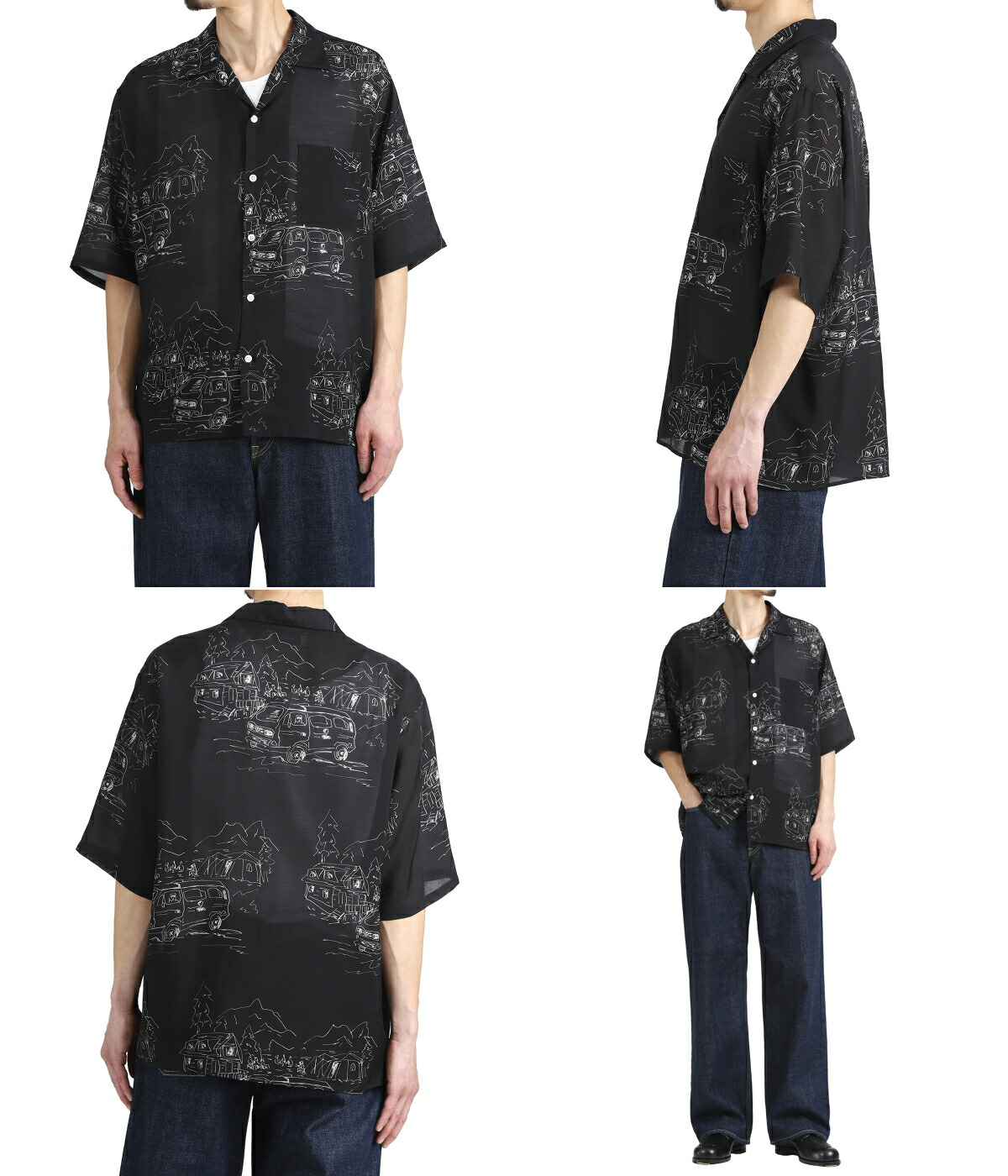 marka（マーカ） ： OPEN COLLAR S/S SHIRT -CUPRO SILK LAWN