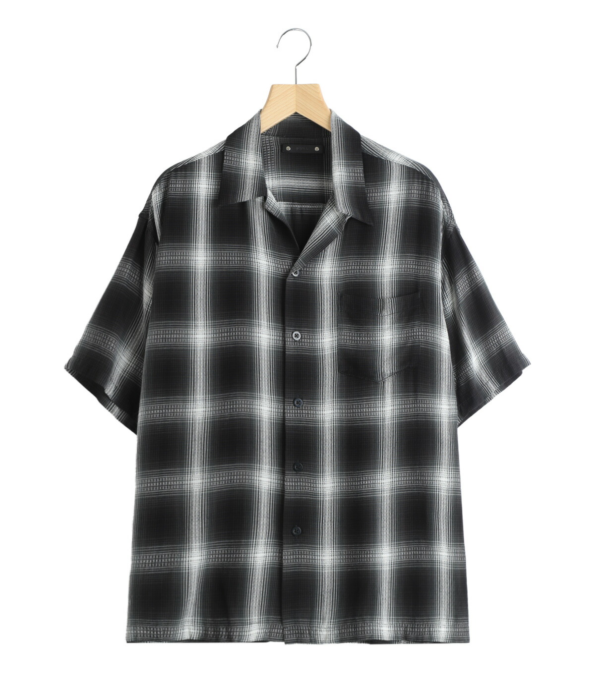 MINEDENIM（マインデニム） ： Rayon Dobby Plaid S.S Open Collar SH