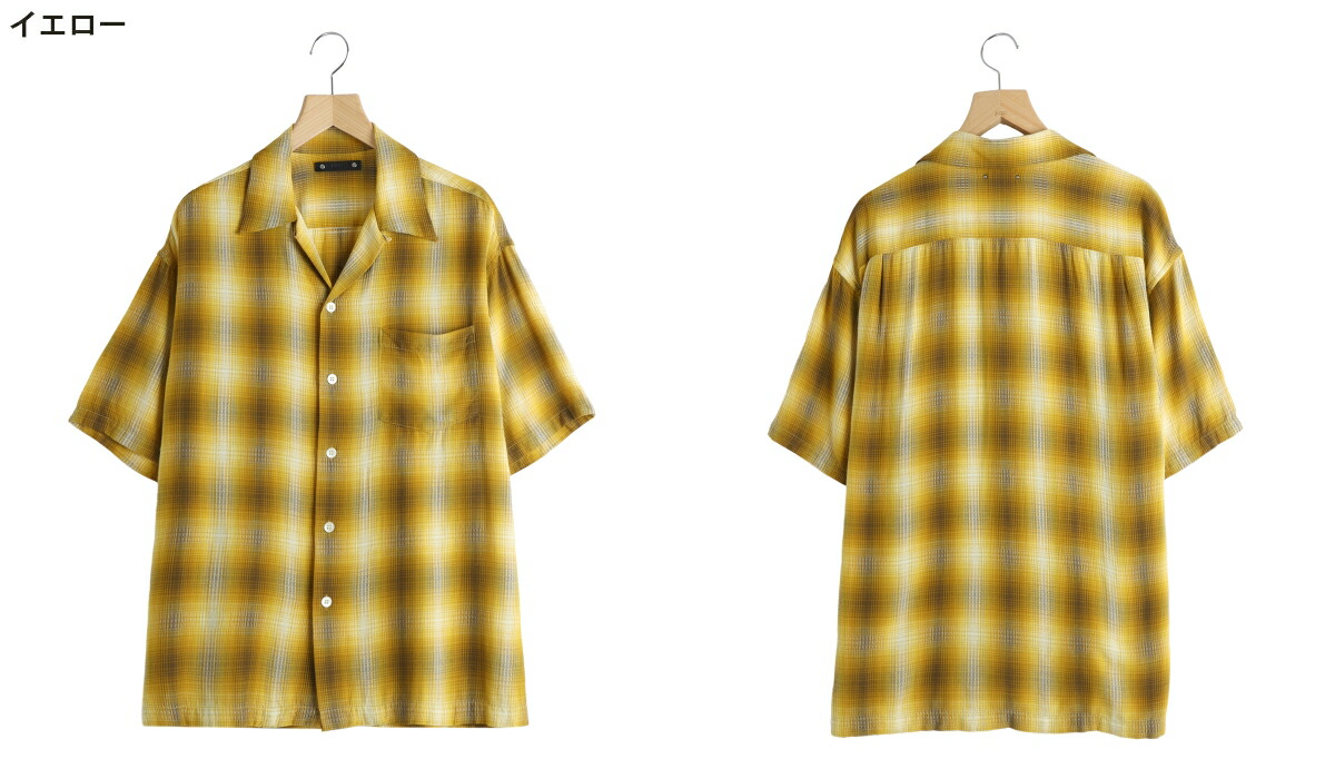 MINEDENIM（マインデニム） ： Rayon Dobby Plaid S.S Open Collar SH