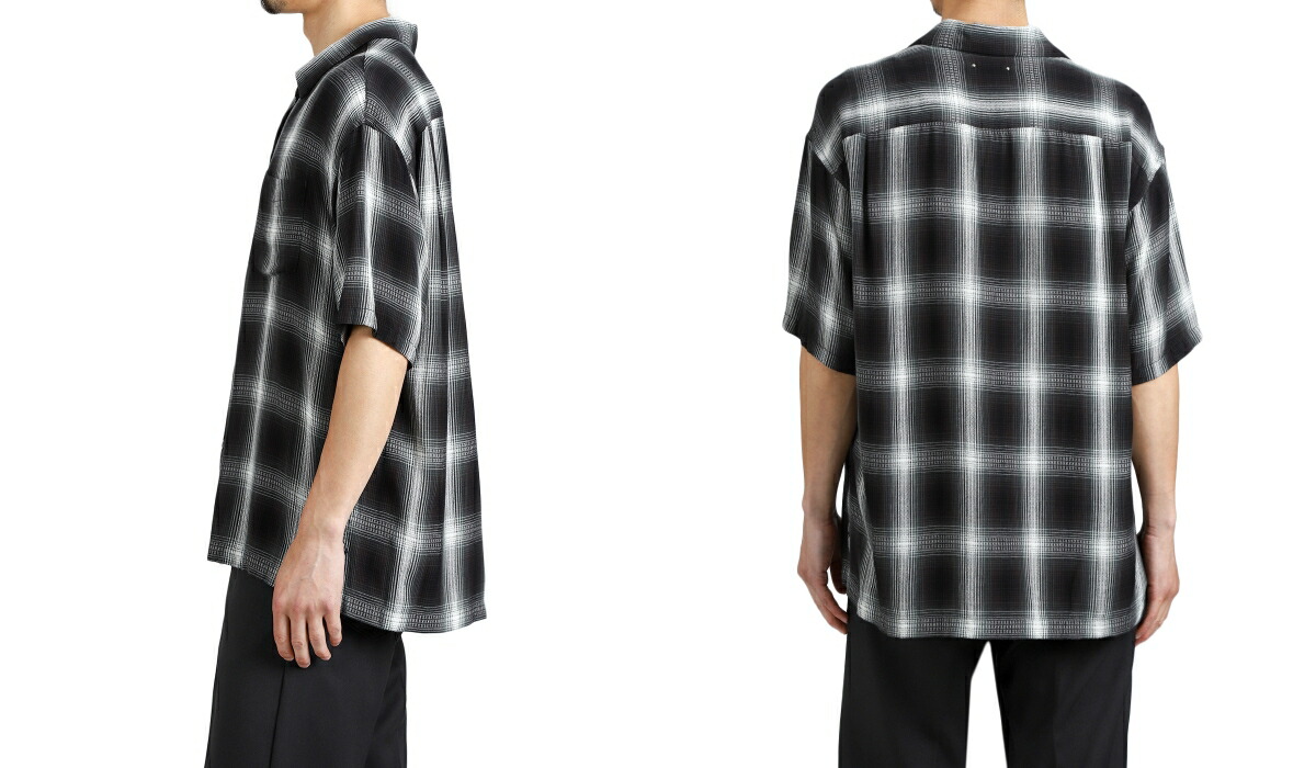 MINEDENIM（マインデニム） ： Rayon Dobby Plaid S.S Open Collar SH
