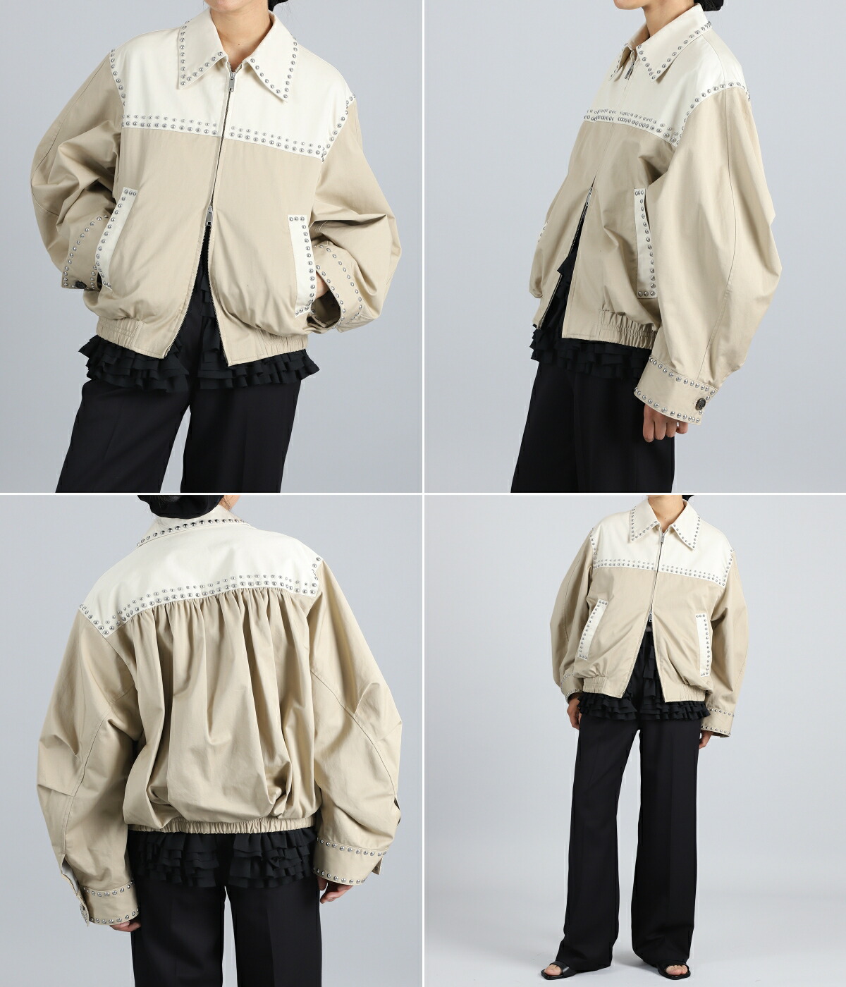 CLANE（クラネ） ： [レディース]W COLOR STUDDED DRIZZLER JACKET