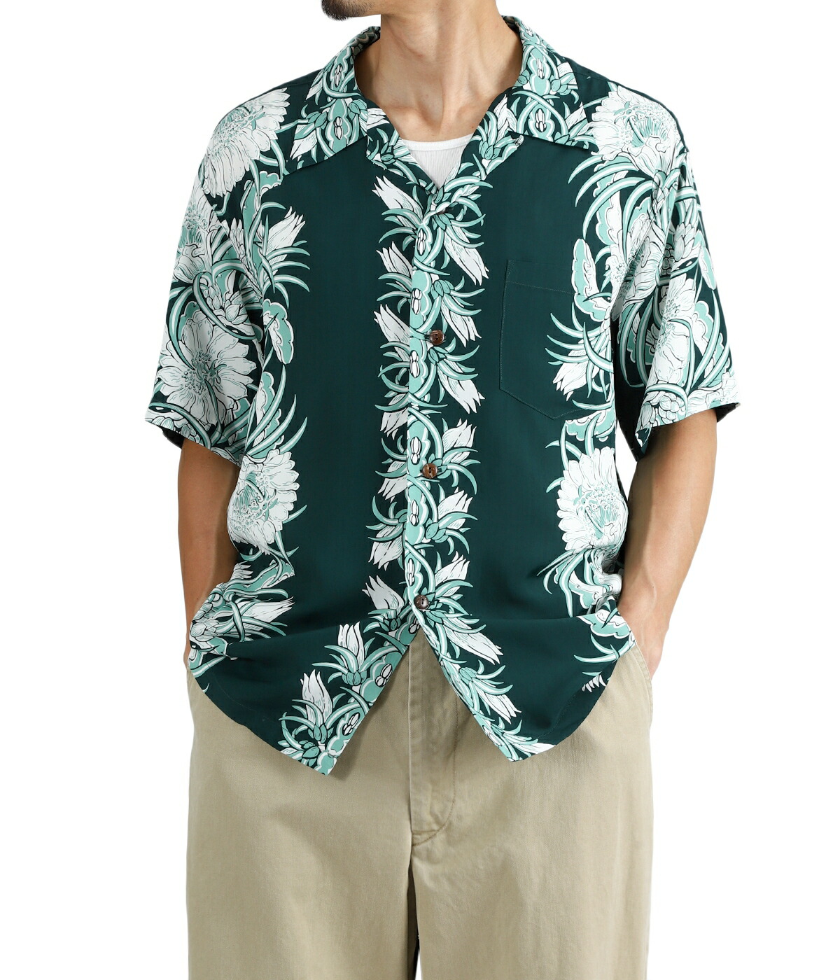 はーちゃん様　オーダー分 SUN SURF / サンサーフ ： “NIGHT BLOOMING CEREUS BORDER“ S/S RAYON