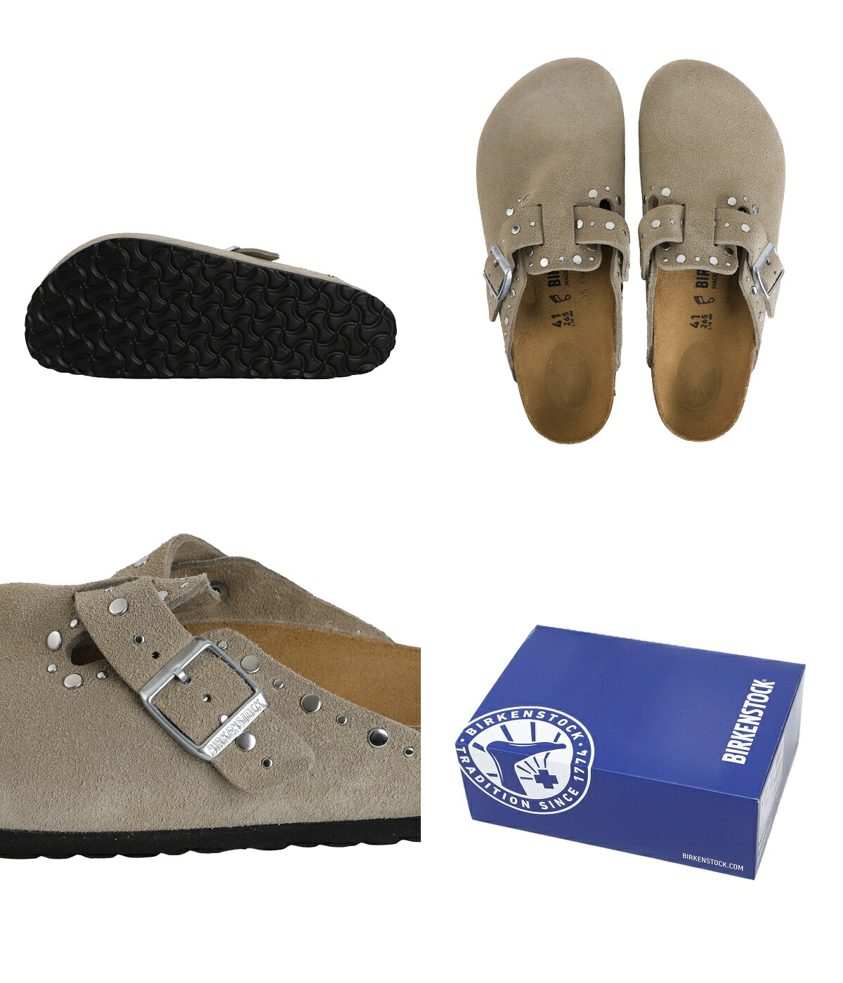 BIRKENSTOCK Boston taupe 43 レギュラー幅 BIRKENSTOCK（ビルケンシュトック） ： Boston Rivet LEVE Taupe