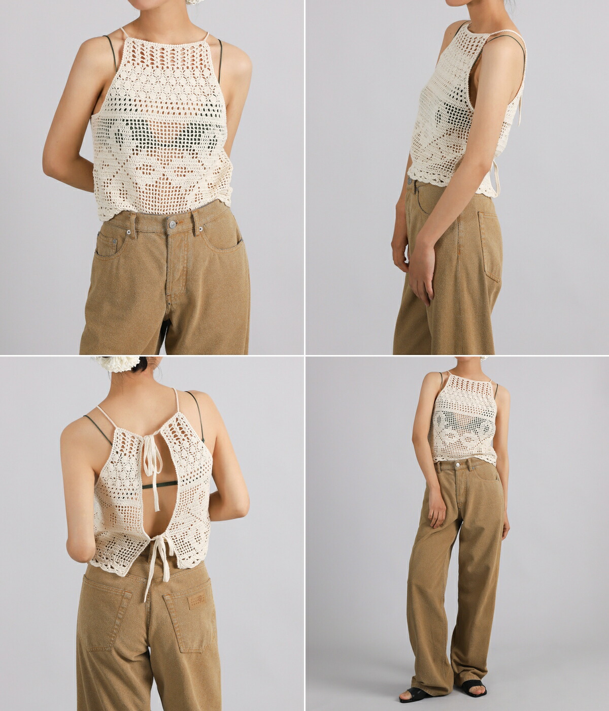 CLANE（クラネ） ： [レディース]CROCHET CAMI KNIT TOPS ： 10106