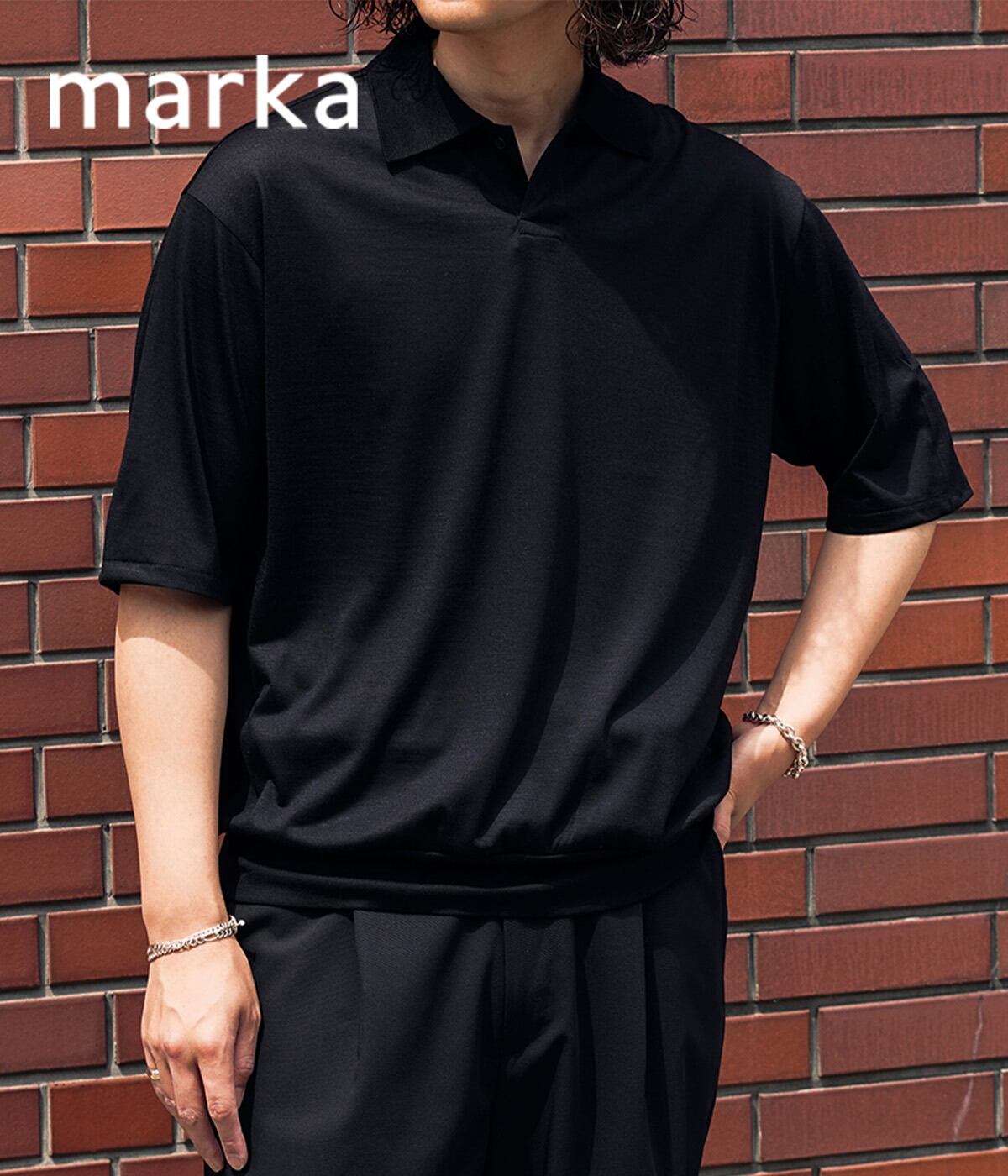 marka（マーカ） ： ONE BUTTON POLO TEE S/S -SUPER 120s WASHABLE