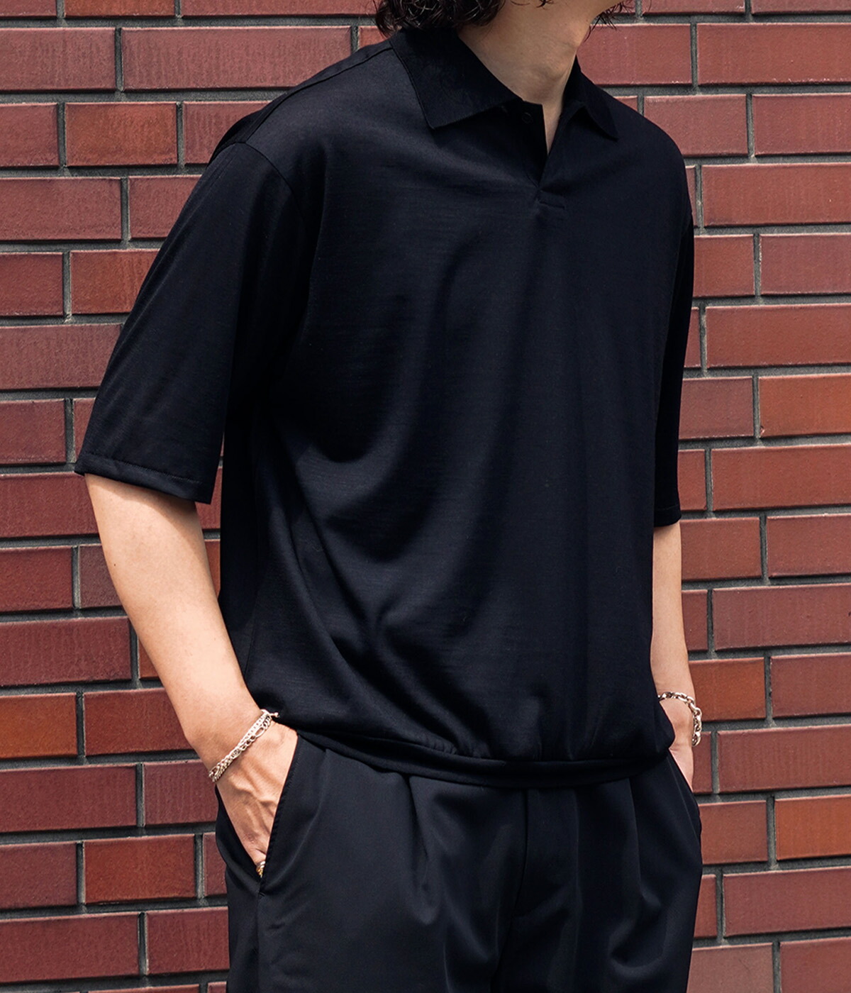 marka（マーカ） ： ONE BUTTON POLO TEE S/S -SUPER 120s WASHABLE