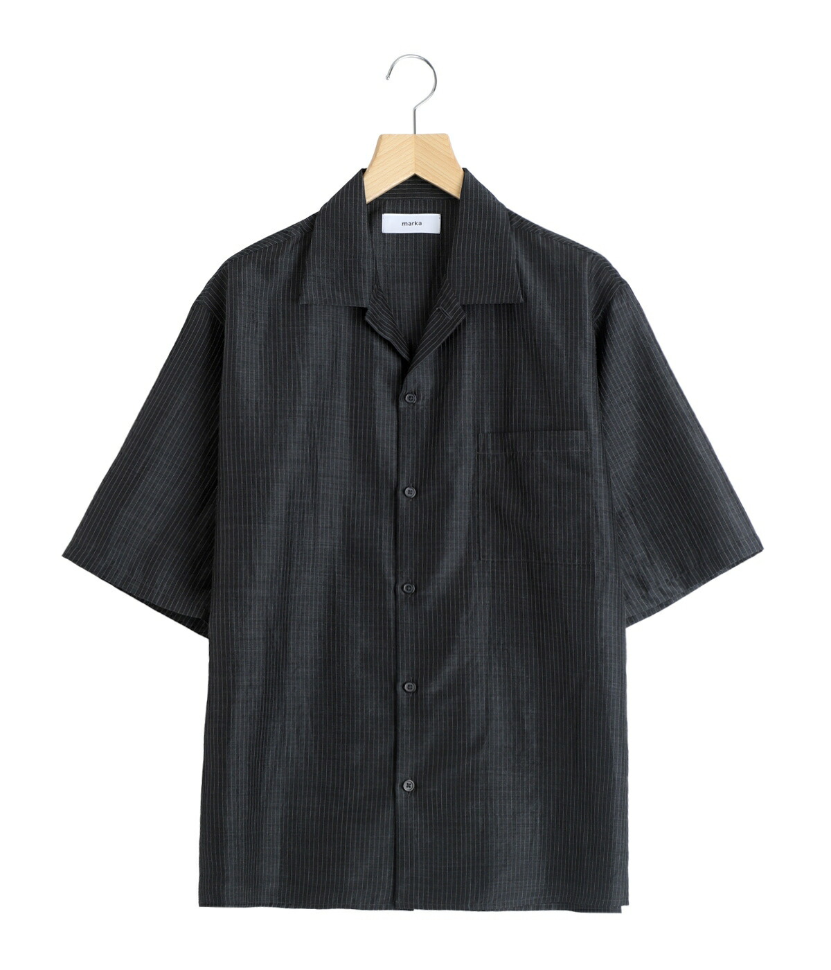 marka（マーカ） ： OPEN COLLAR S/S SHIRT -WOOL SILK FEATHER CLOTH