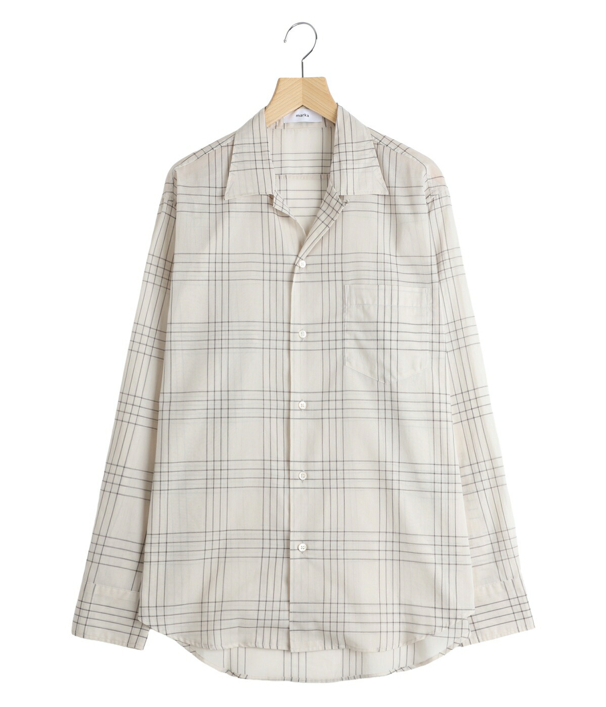 marka / マーカ ： OPEN COLLAR L/S SHIRT -60/1 ORGANIC COTTON HIGH TWISTED LOAN- / 全2色 ： M26A18SH01Cの画像
