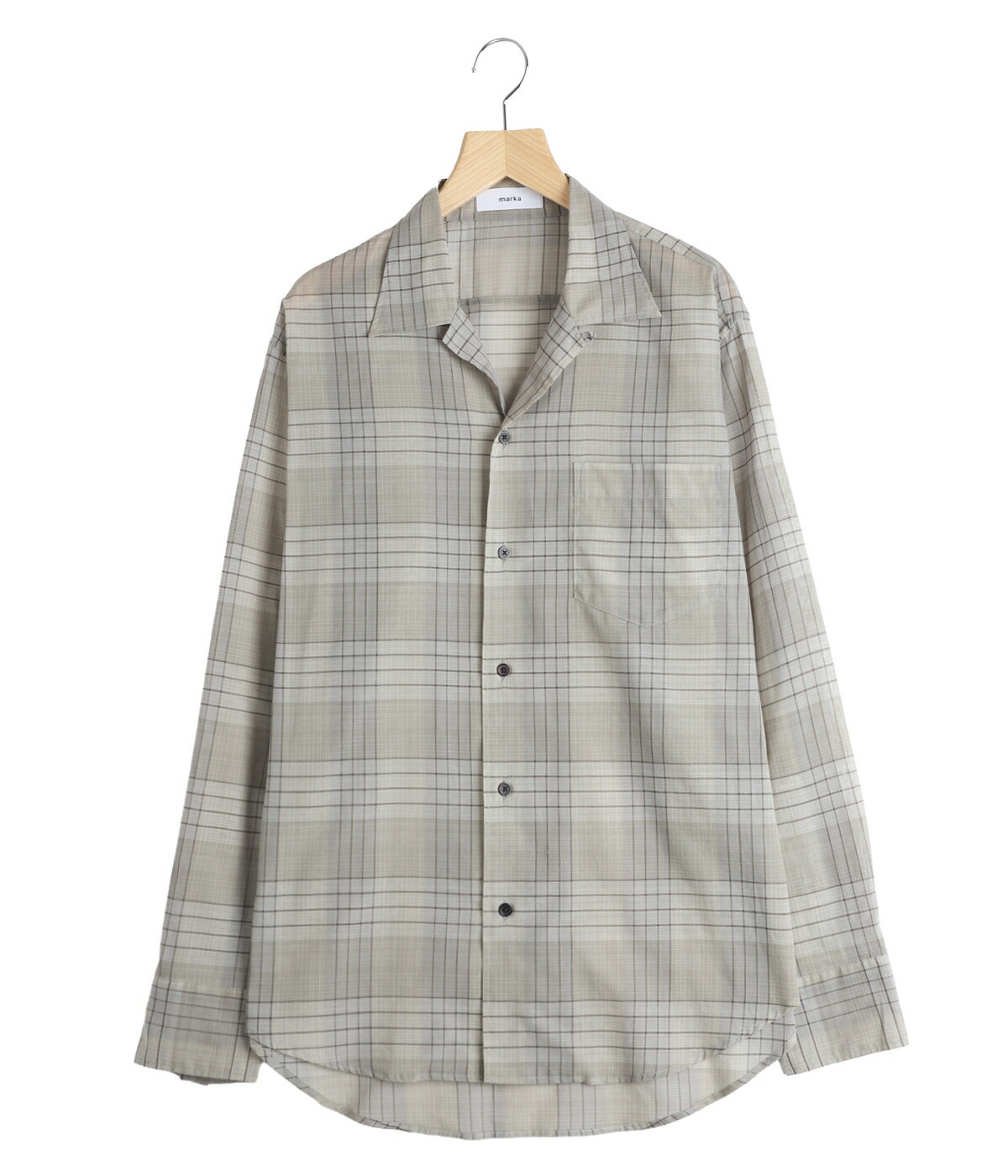 marka / マーカ ： OPEN COLLAR L/S SHIRT -60/1 ORGANIC COTTON HIGH TWISTED LOAN- / 全2色 ： M26A18SH01Cの画像